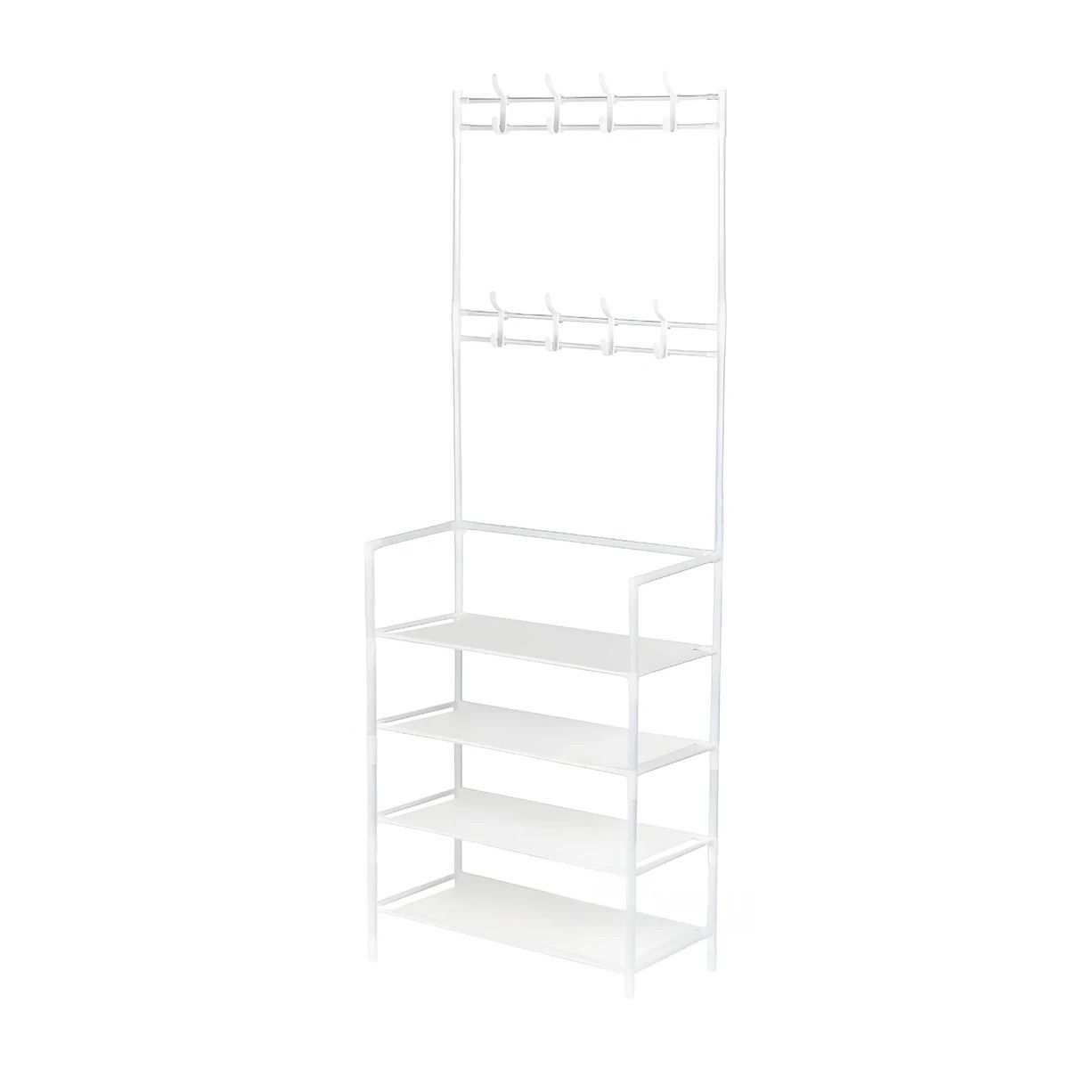 GENERICO - Zapatera Organizadora con Percheros Recto 4 Niveles Blanco