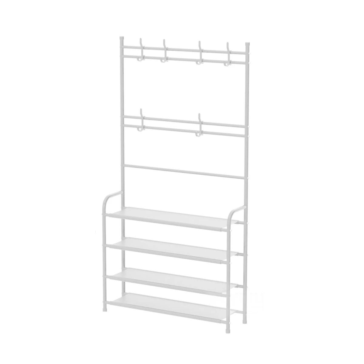 GENERICO - Zapatera Organizadora con Percheros Curvo 4 Niveles Blanco