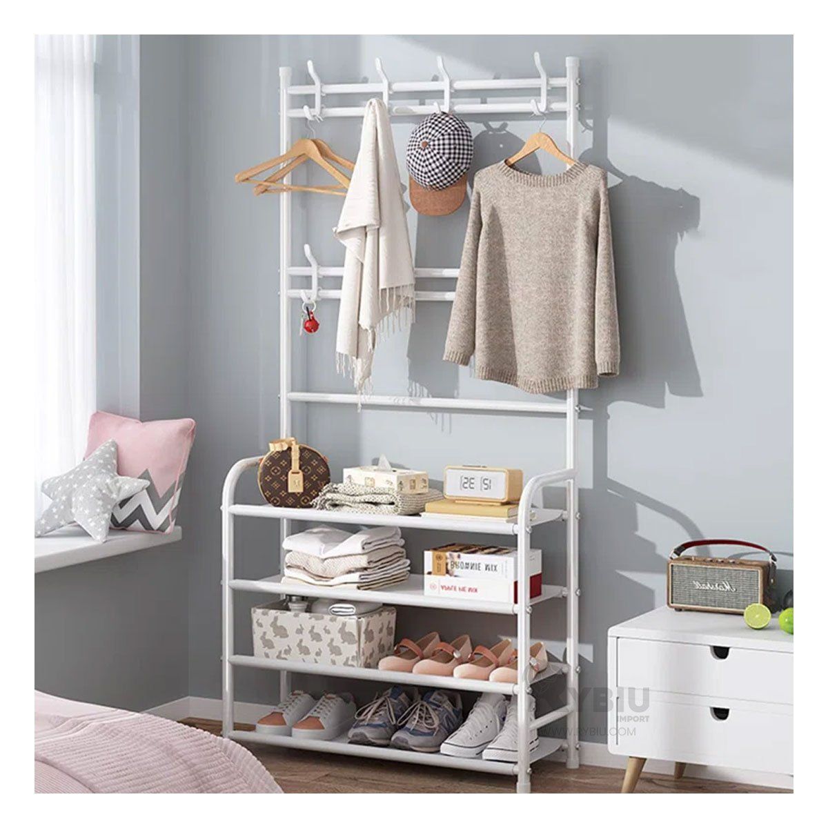 GENERICO - Estante Funcional de Zapatos Curvo Blanco Y+Regalo Stickers