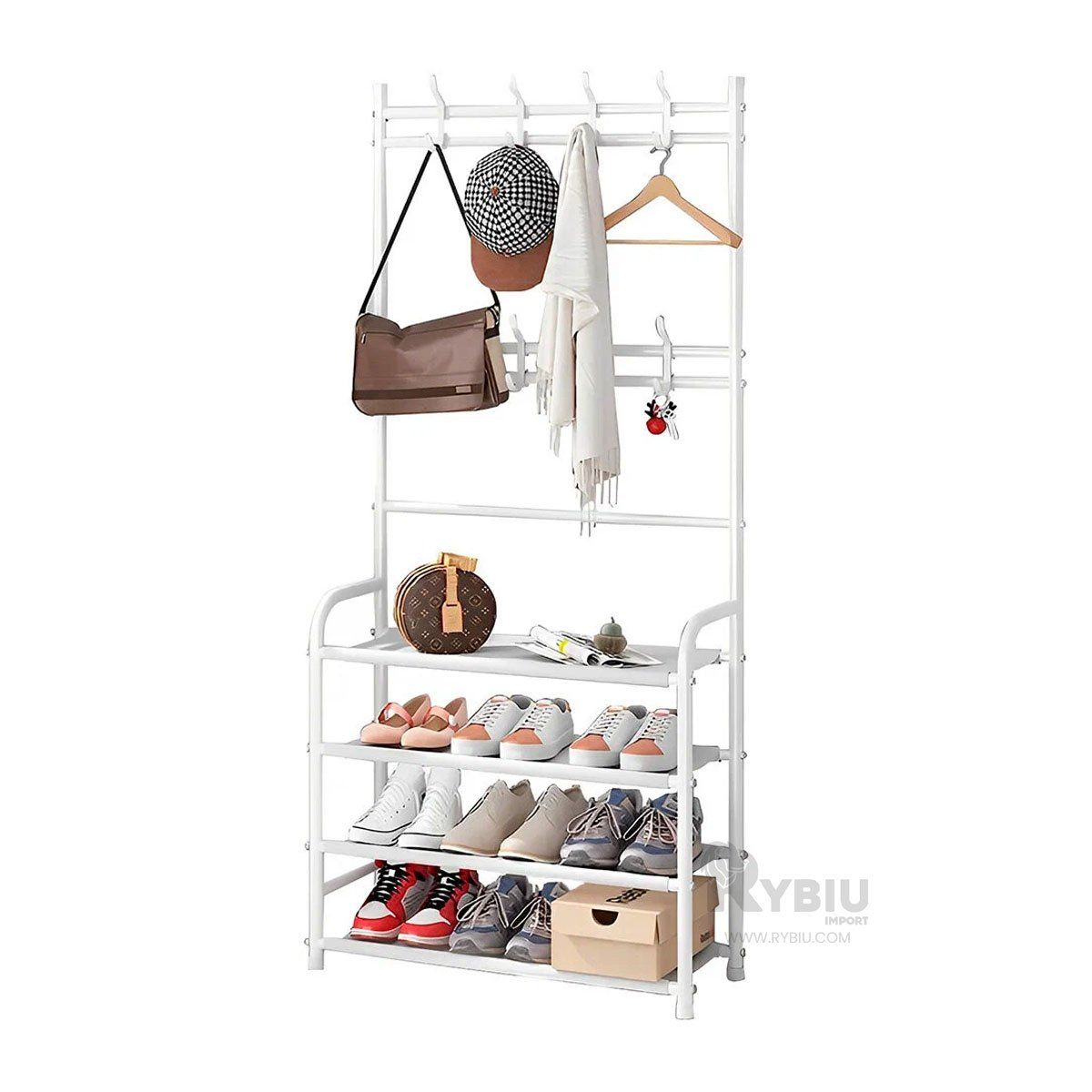 RYBIU IMPORT - Mueble Armable en Tipo Curvo Blanco Y+Banderitas Adhesivas