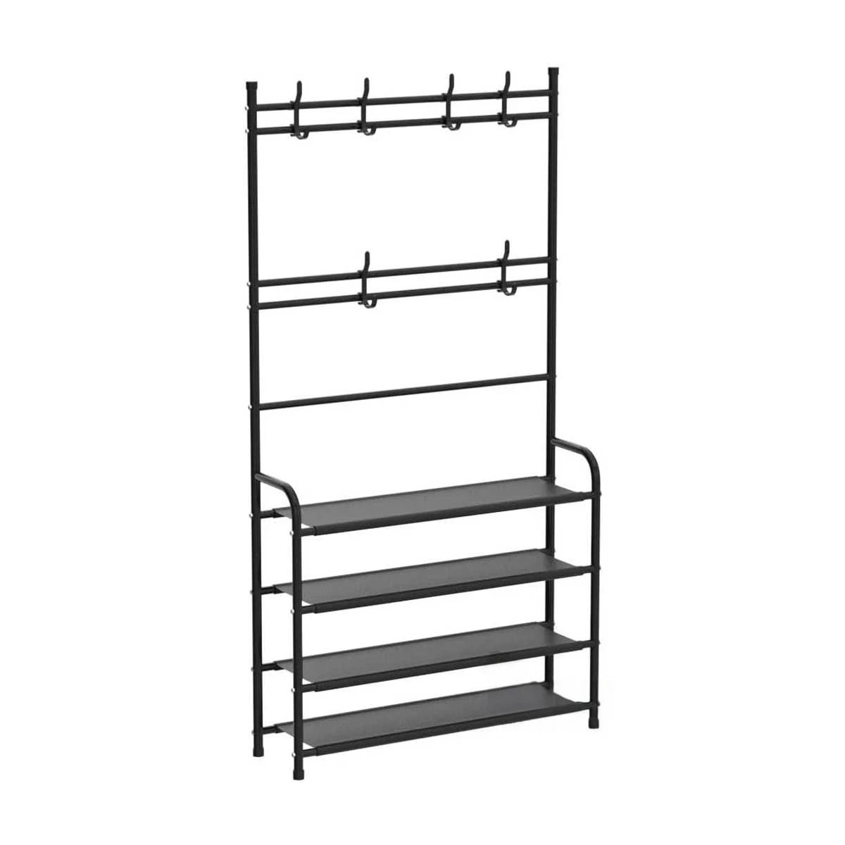 GENERICO - Rack con Ganchos Curvado 4 N en Negro Y+Ligas de Regalo