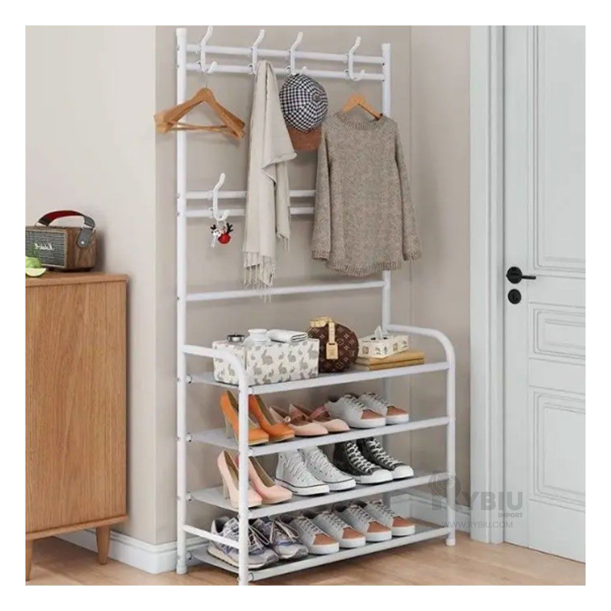 GENERICO - Caja Util de Zapatos Curvo Blanco Y+Regalo Ligas para Peinar