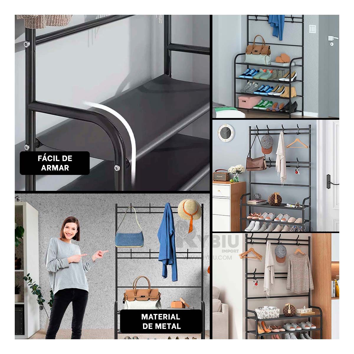 GENERICO - Caja Util de Zapatos Curvo Negro Y+Regalo Ligas para Peinar