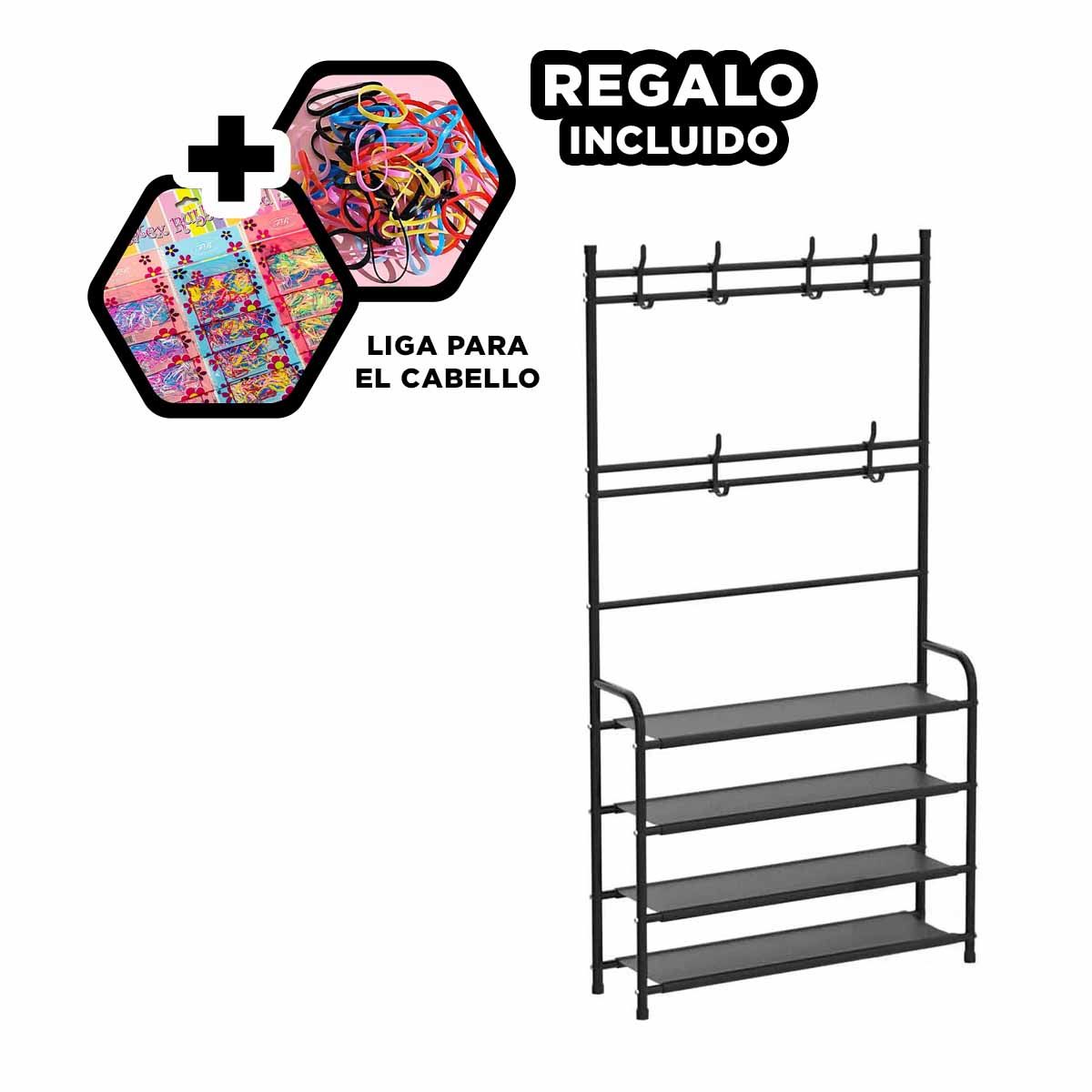 GENERICO - Mueble con Riel de Perchero Curvo Negro Y+Ligas de Regalo