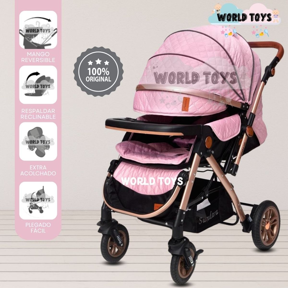 BABY - Coche Cuna De Lujo «SUNDAY DREAMS» Pink