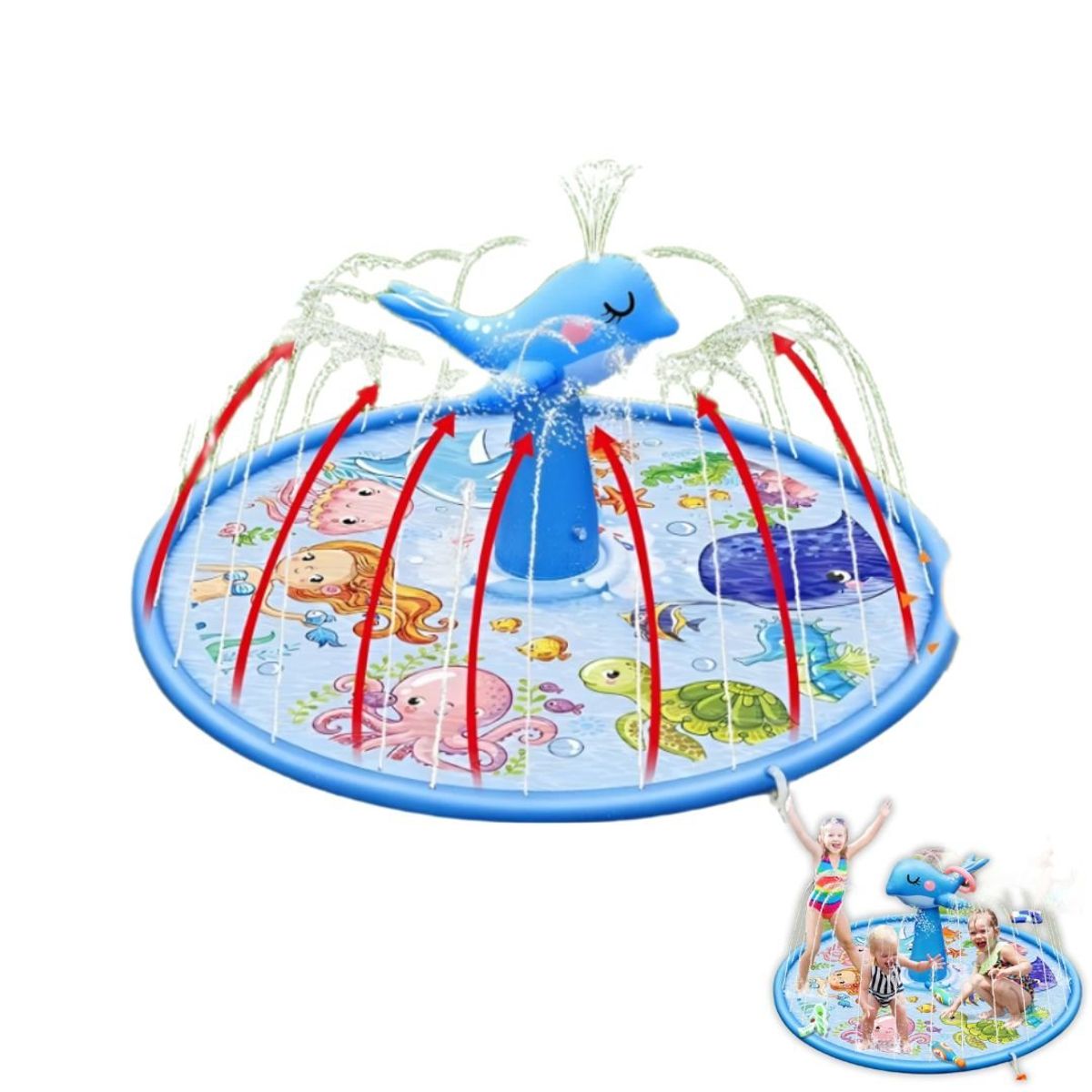 GENERICO - Piscina Alfombra Fuente De Agua Con Delfin Para Niños