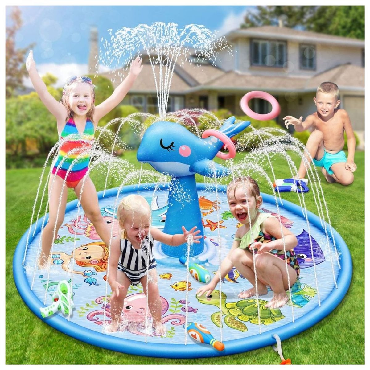 GENERICO - Piscina Alfombra Fuente De Agua Con Delfin Para Niños