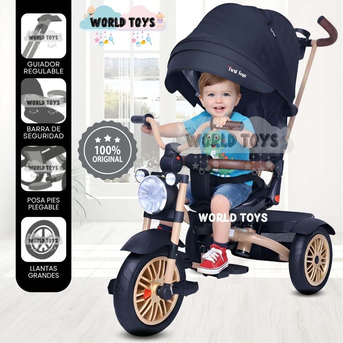 CONFORT - Triciclo Guiador Giratorio «TOYS WALK» Edición Limitada Black