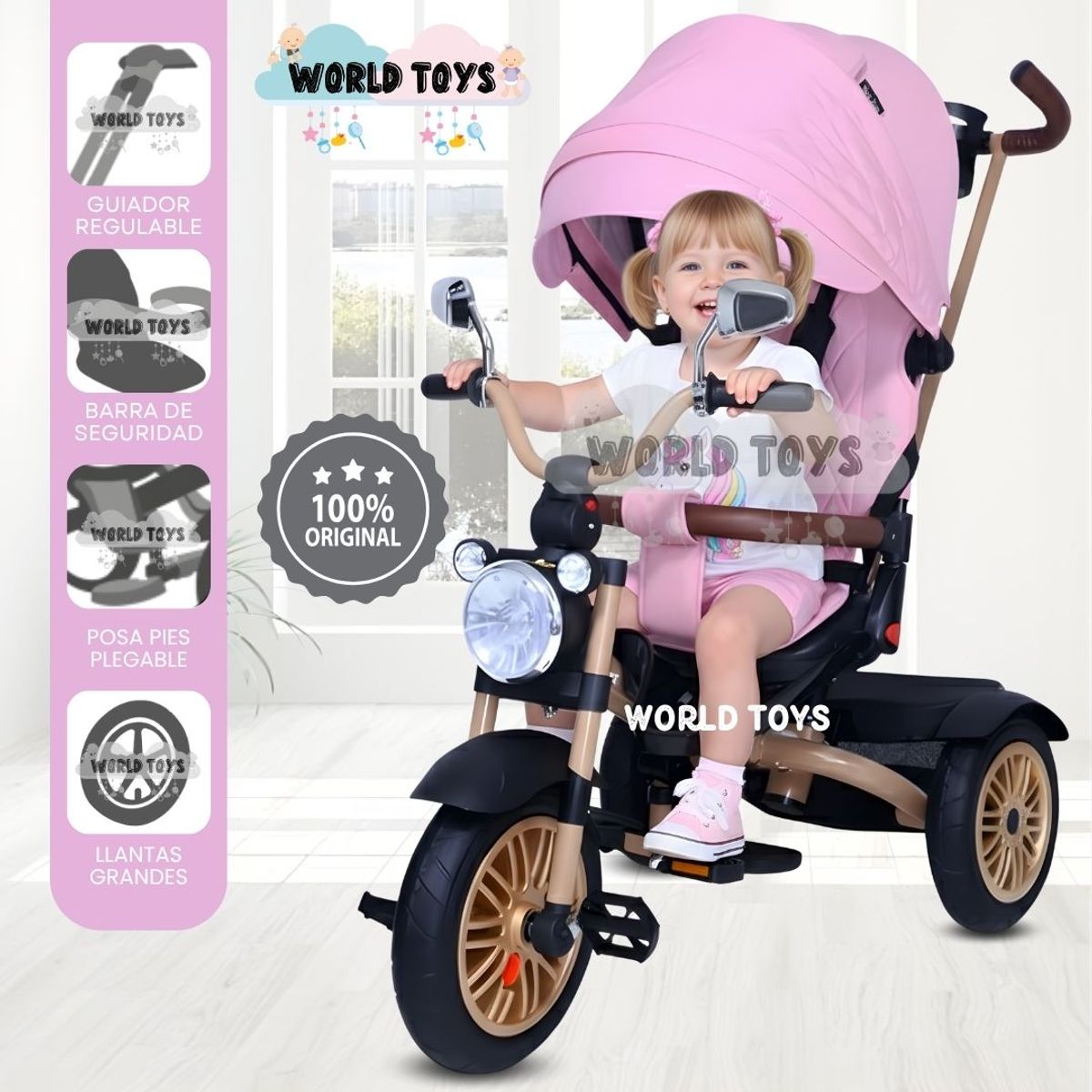 CONFORT - Triciclo Guiador Giratorio «TOYS WALK» Edición Limitada Pink