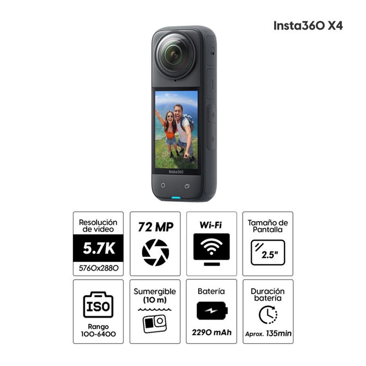 INSTA 360 - Insta360 X4 - Paquete de aventuras con cámara de acción 8K 360°