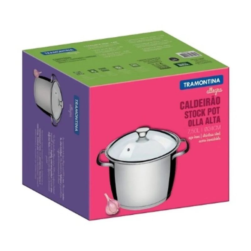 TRAMONTINA - Olla Acero 24 Cm (7.40 Lt) Allegra T/Vid - Tramontina - 10116242