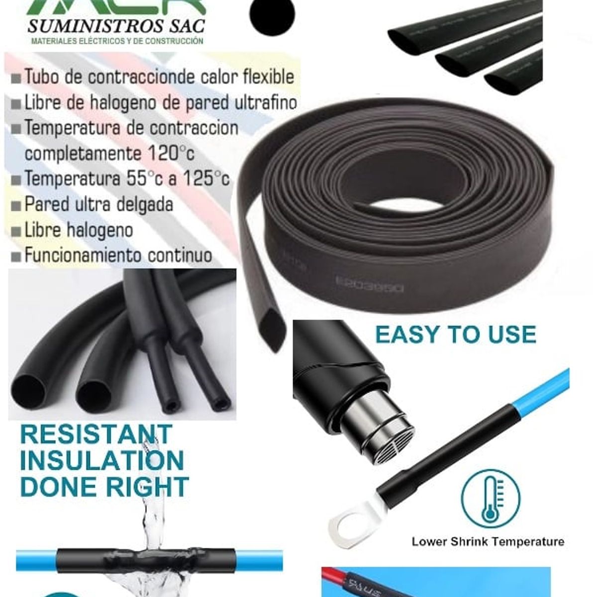 GENERICO - TUBO TERMORETRACTIL OTERMOCONTRAIBLE PARA CABLE DE 300MM PRECIOX 10 MTS