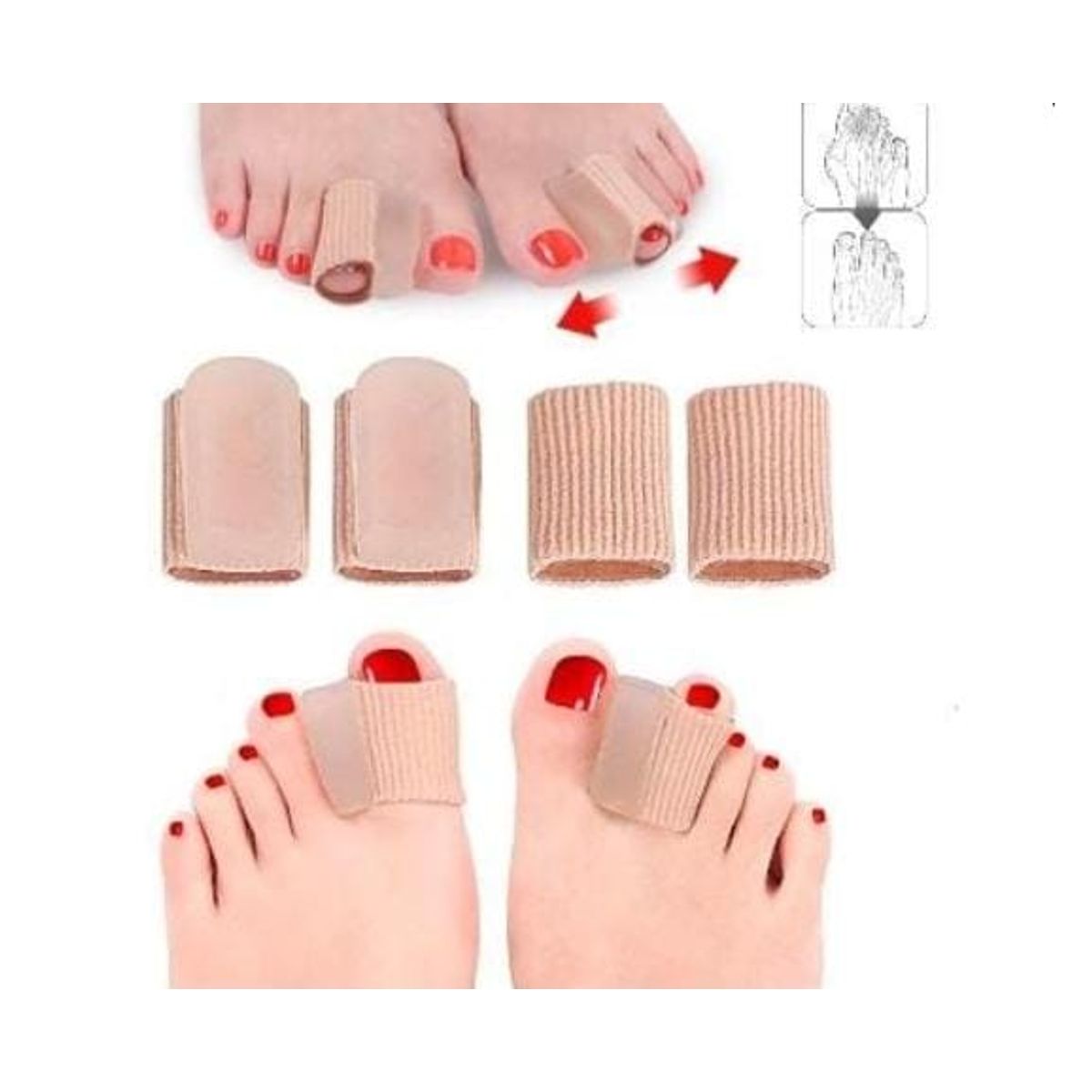 GENERICO - 1 par manga elástica de dedo con separador en gel