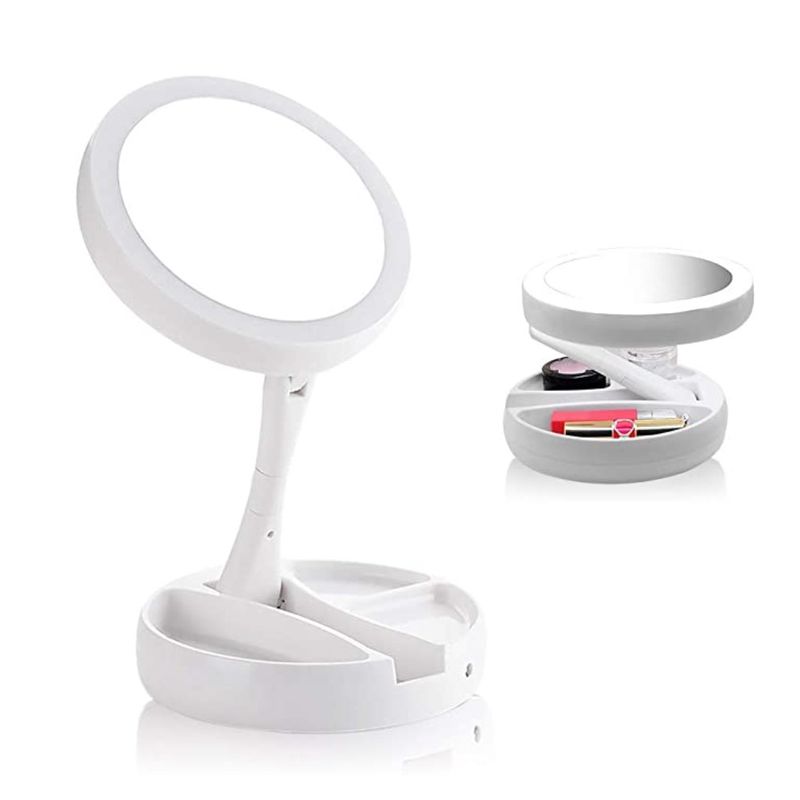 GENERICO - Espejo Luz Led Para Maquillaje Plegable 10x 1x