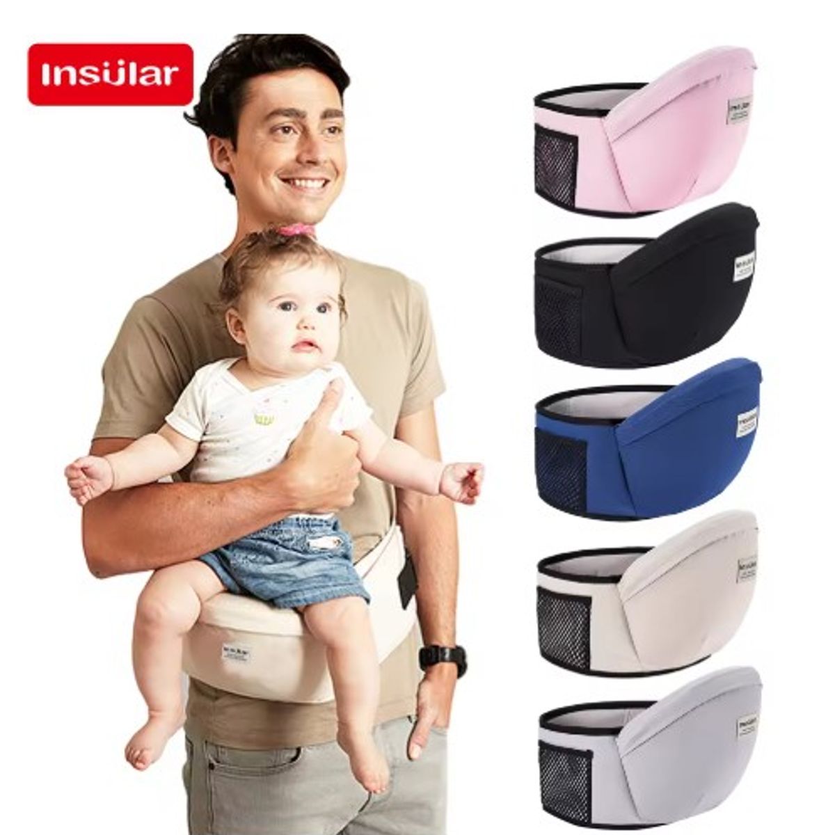 GENERICO - Canguro portabebés tipo asiento para paseo diario - azul