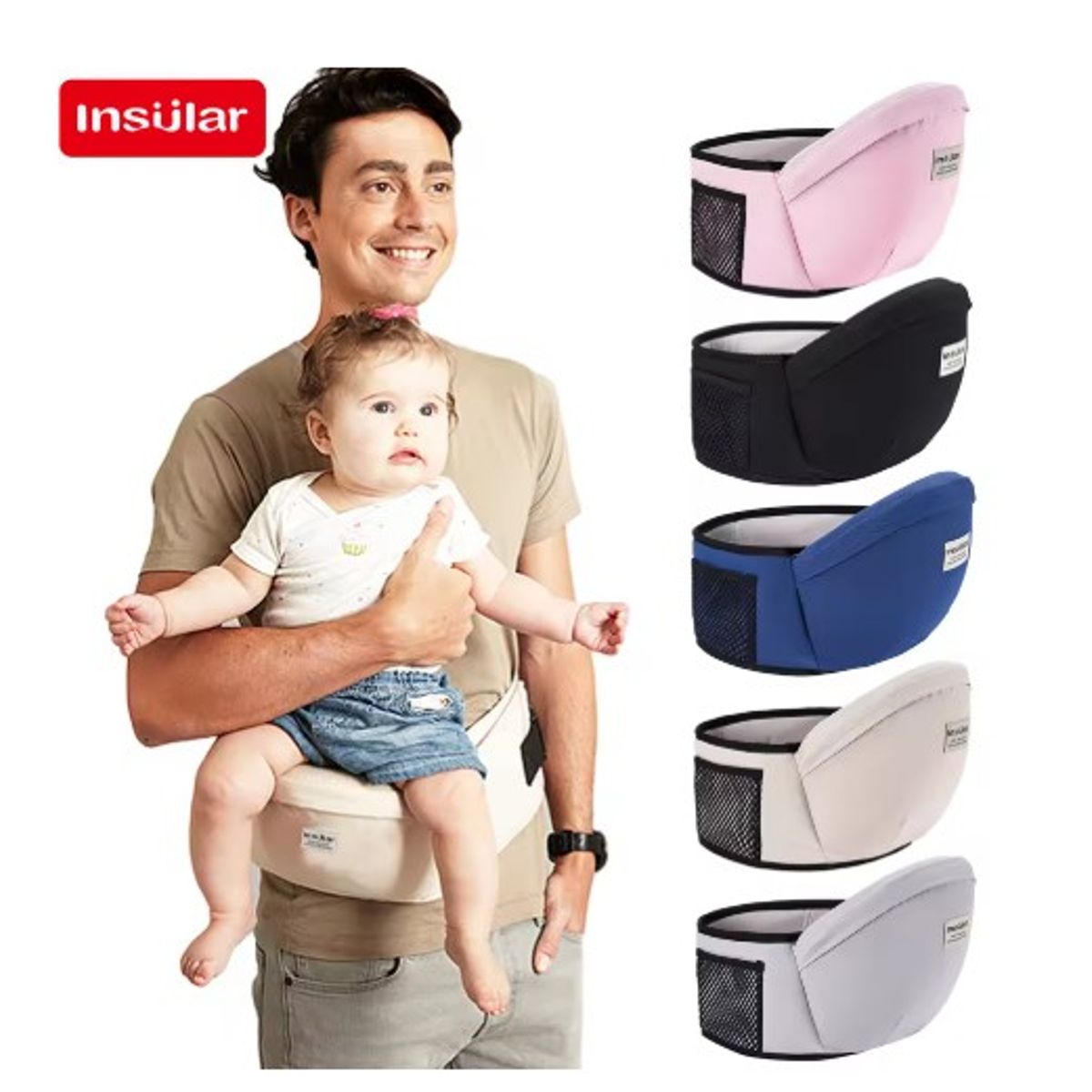 GENERICO - Canguro portabebés tipo asiento para paseo diario - azul