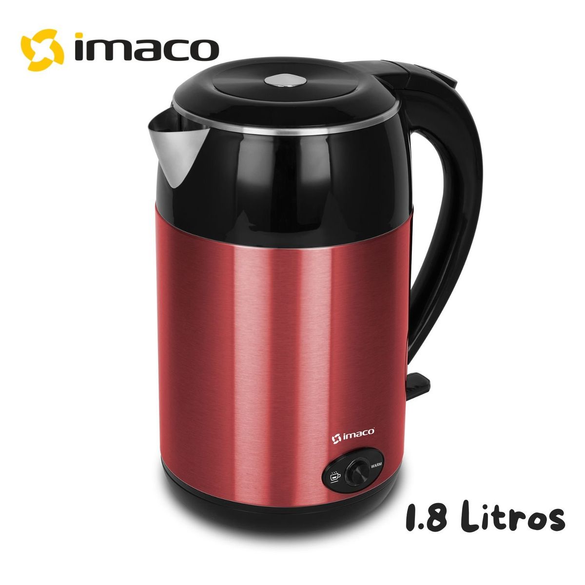 IMACO - Hervidor Eléctrico 1.8 Litros KE1822SR Acero Inoxidable Rojo