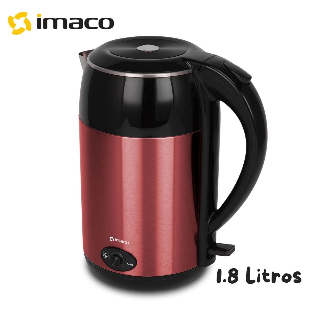 IMACO - Hervidor Eléctrico 1.8 Litros KE1822SR Acero Inoxidable Rojo