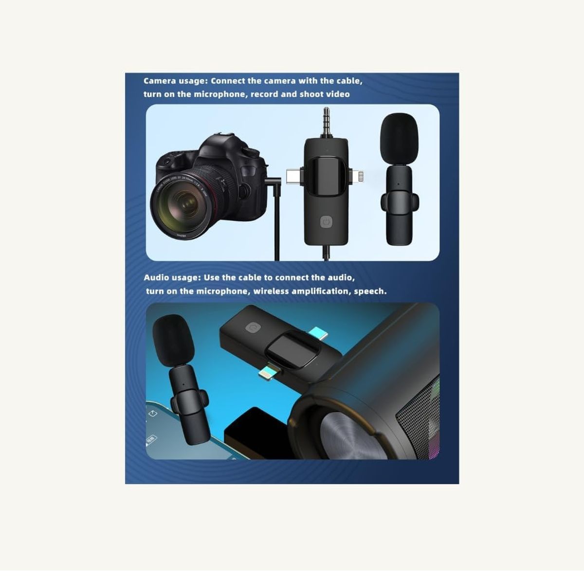 GENERICO - Micrófono de solapa 3 en 1 portátil con cancelación de ruido