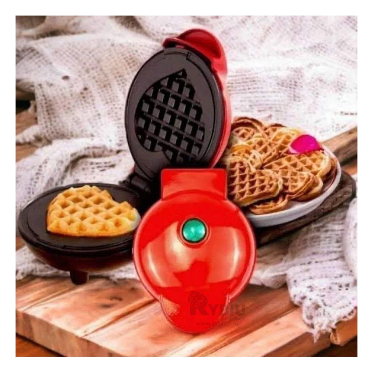 GENERICO - Waflera en Miniatura Forma de Circulo Rojo Y+Papel de Regalo