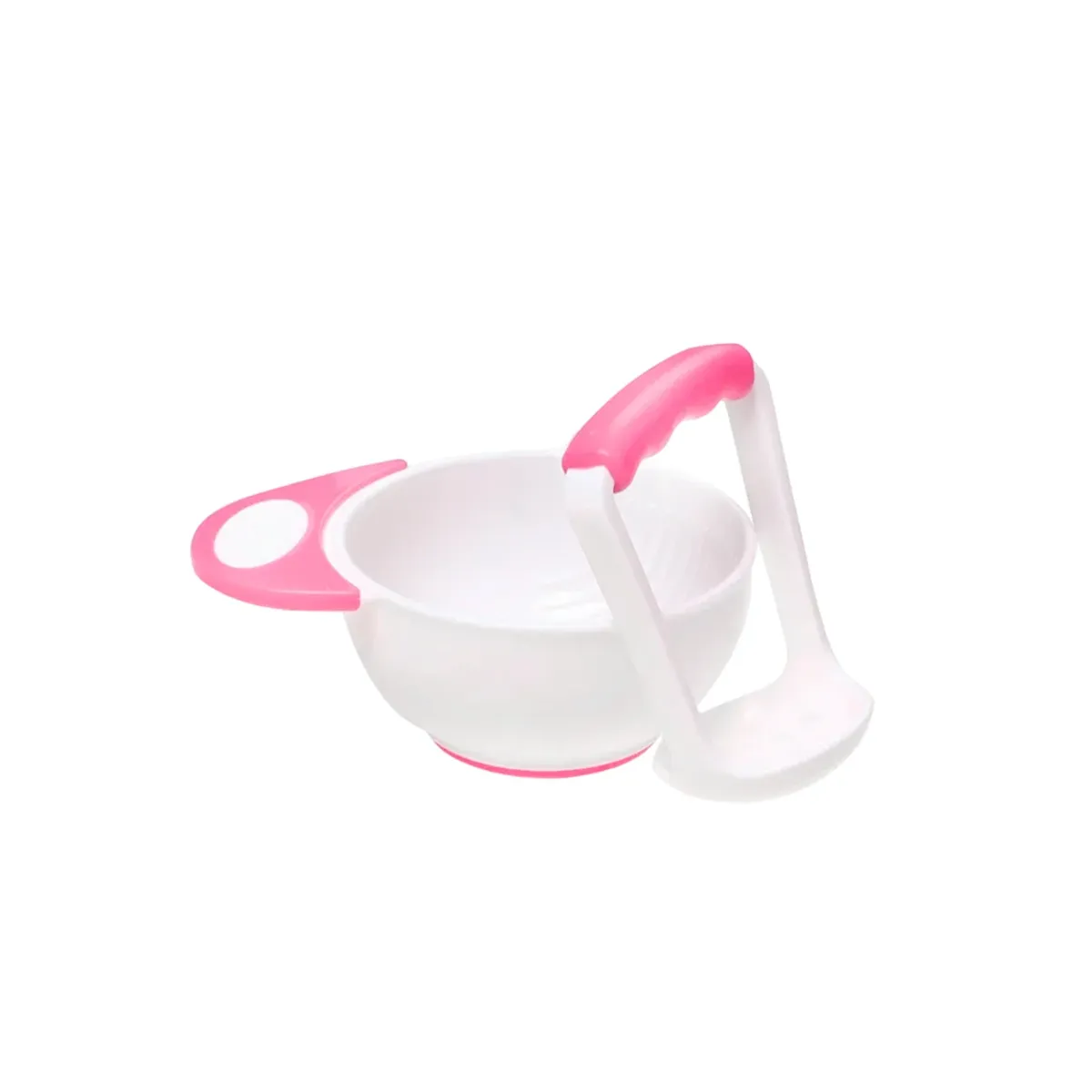 GENERICO - PLATO PAPILLERO PARA BEBES BLANCO CON ROSA