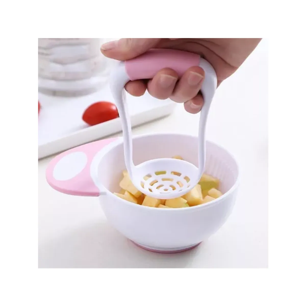 GENERICO - PLATO PAPILLERO PARA BEBES BLANCO CON ROSA