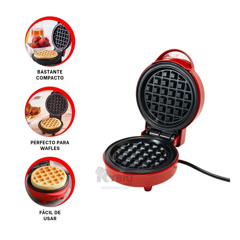GENERICO - Maquina para Wafles Facil de Usar en Rojo Y+Regalo Stickers