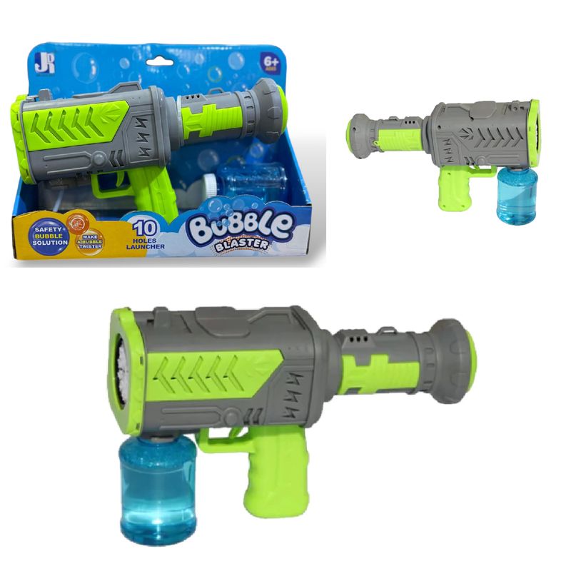 GENERICO - Pistola De Burbujas Con Luz A Pilas 10 Salidas