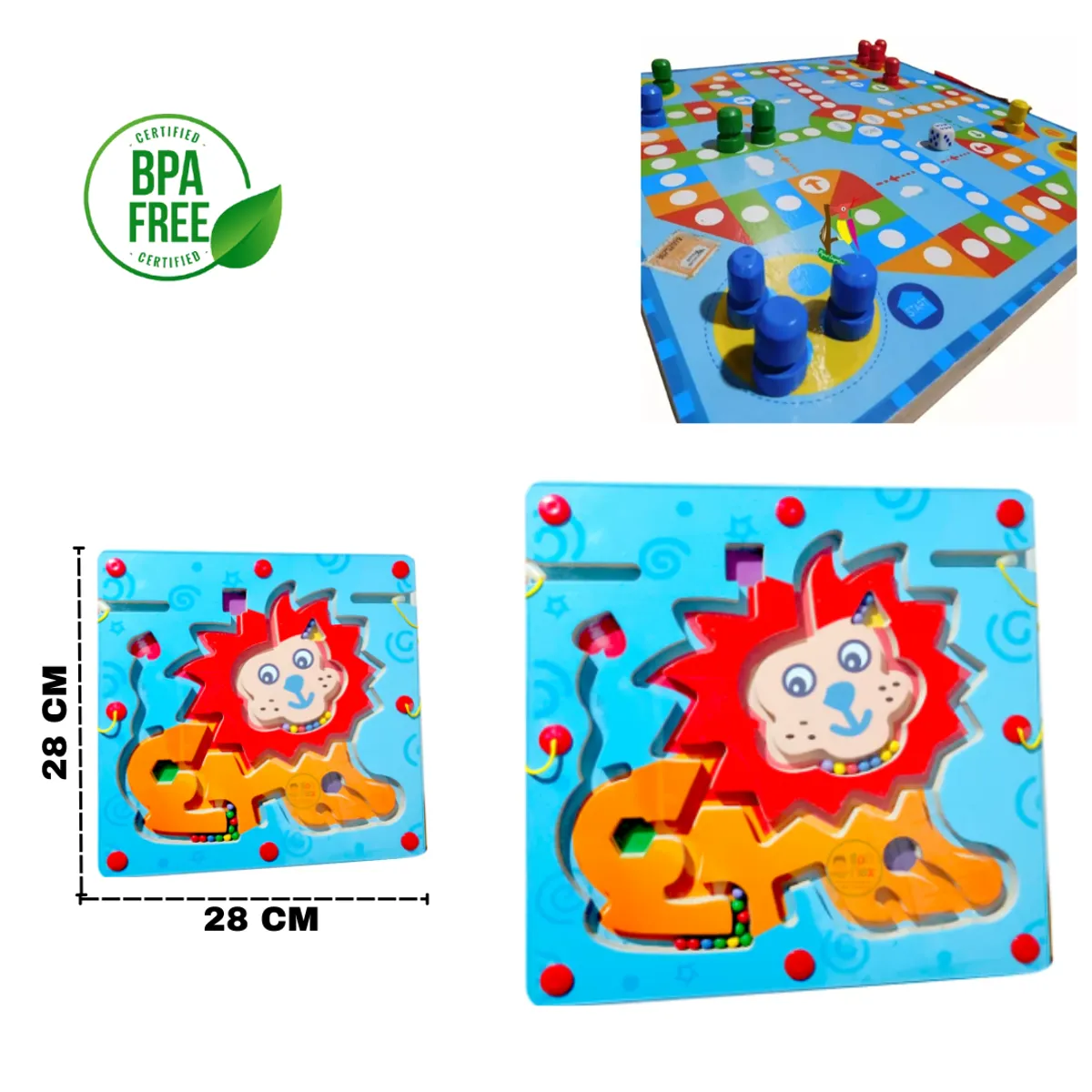 GENERICO - Pizarra Tablero 2en1 Laberinto Magnético Ludo Madera Animal