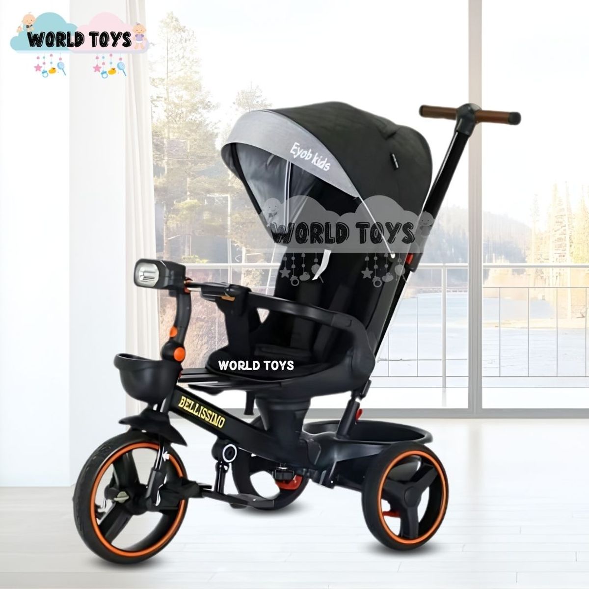 KIDS - Triciclo Guiador Plegable «BELLISSIMO» Black