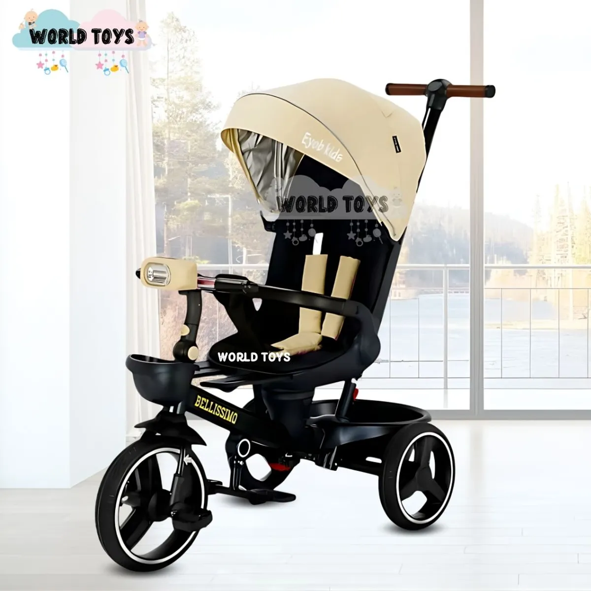 KIDS - Triciclo Guiador Plegable «BELLISSIMO» Beige