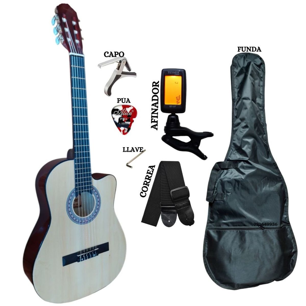 GENERICO - PACK GUITARRA ACUSTICA NYLON NATURAL