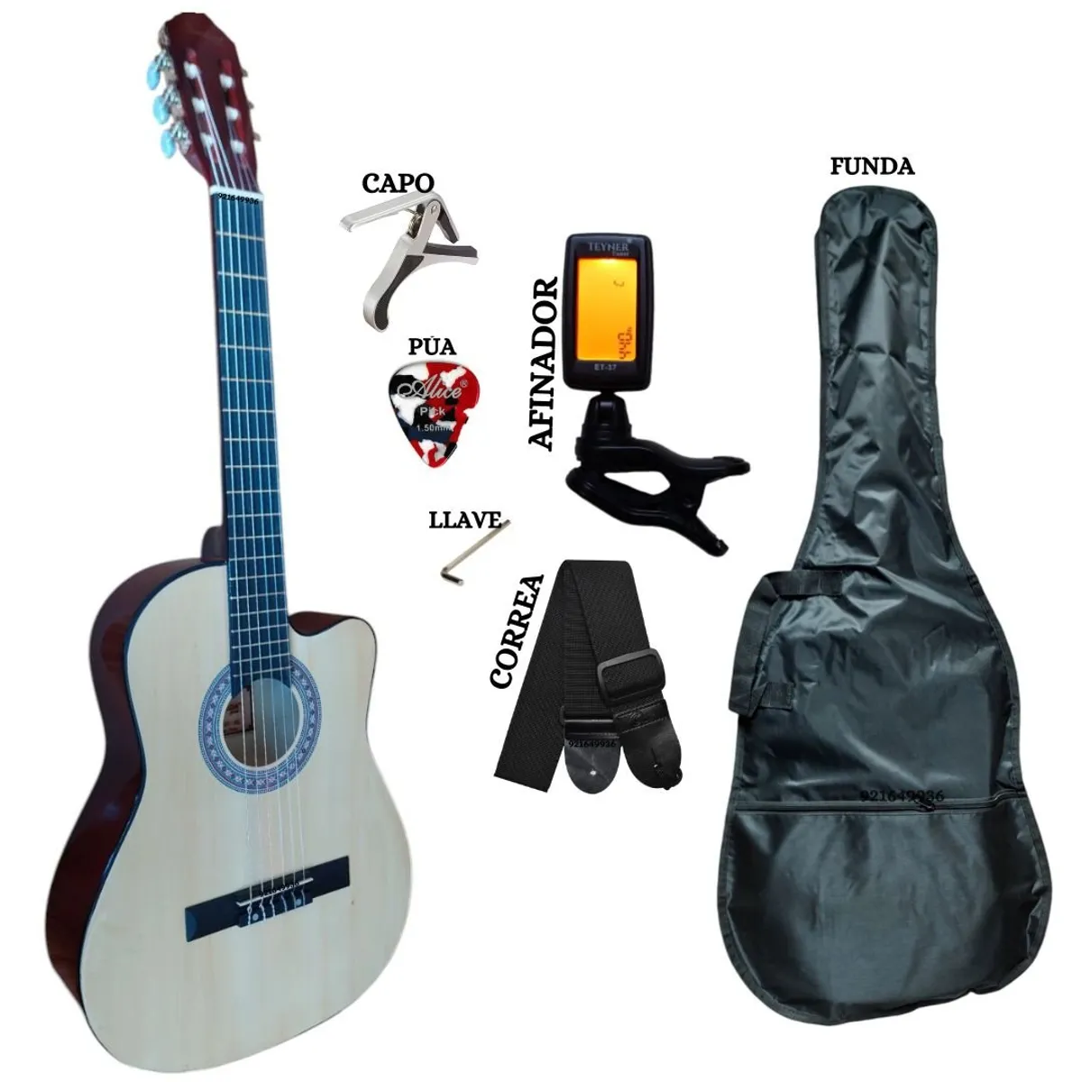 GENERICO - PACK GUITARRA ACUSTICA NYLON NATURAL