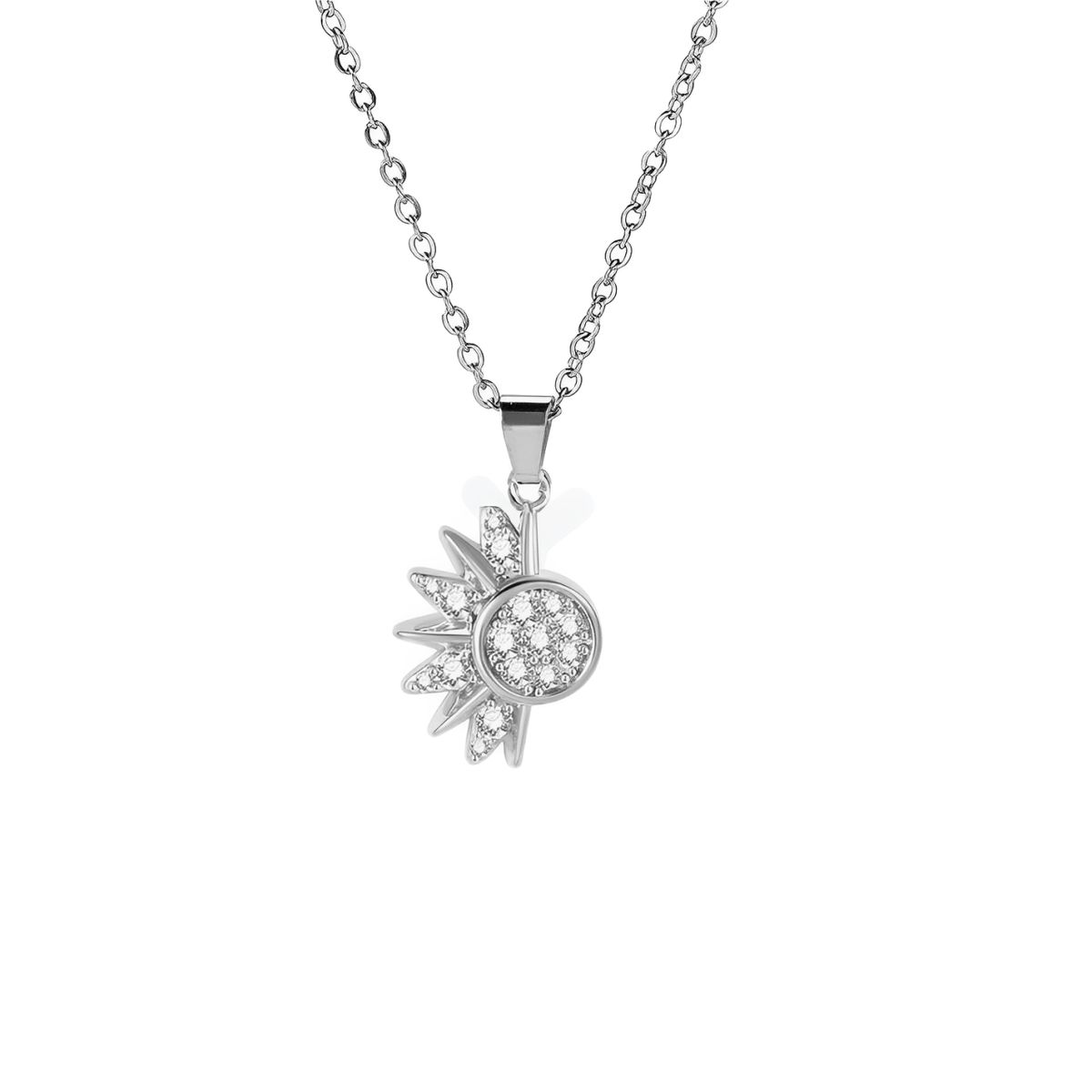 GENERICO - Collar Parejas Novios Sol Luna San Valentín Acero Plateado