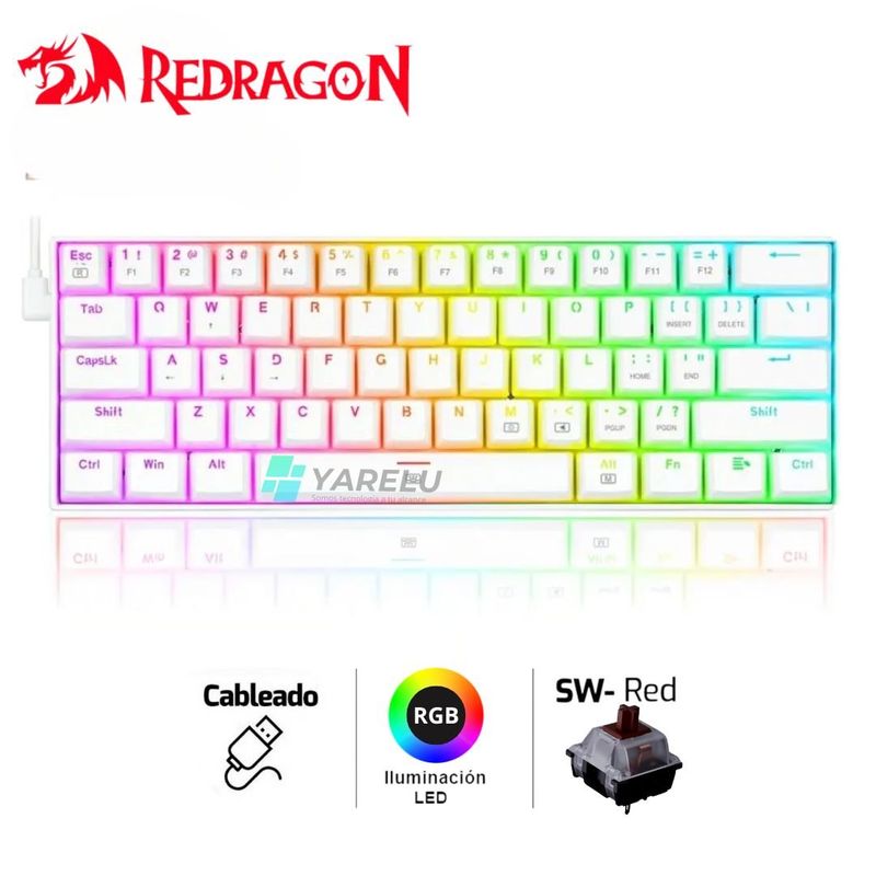 REDRAGON - Teclado Redragon DRAGONBORN Spanish K630W-RGB WHITE Marrón SWITCH