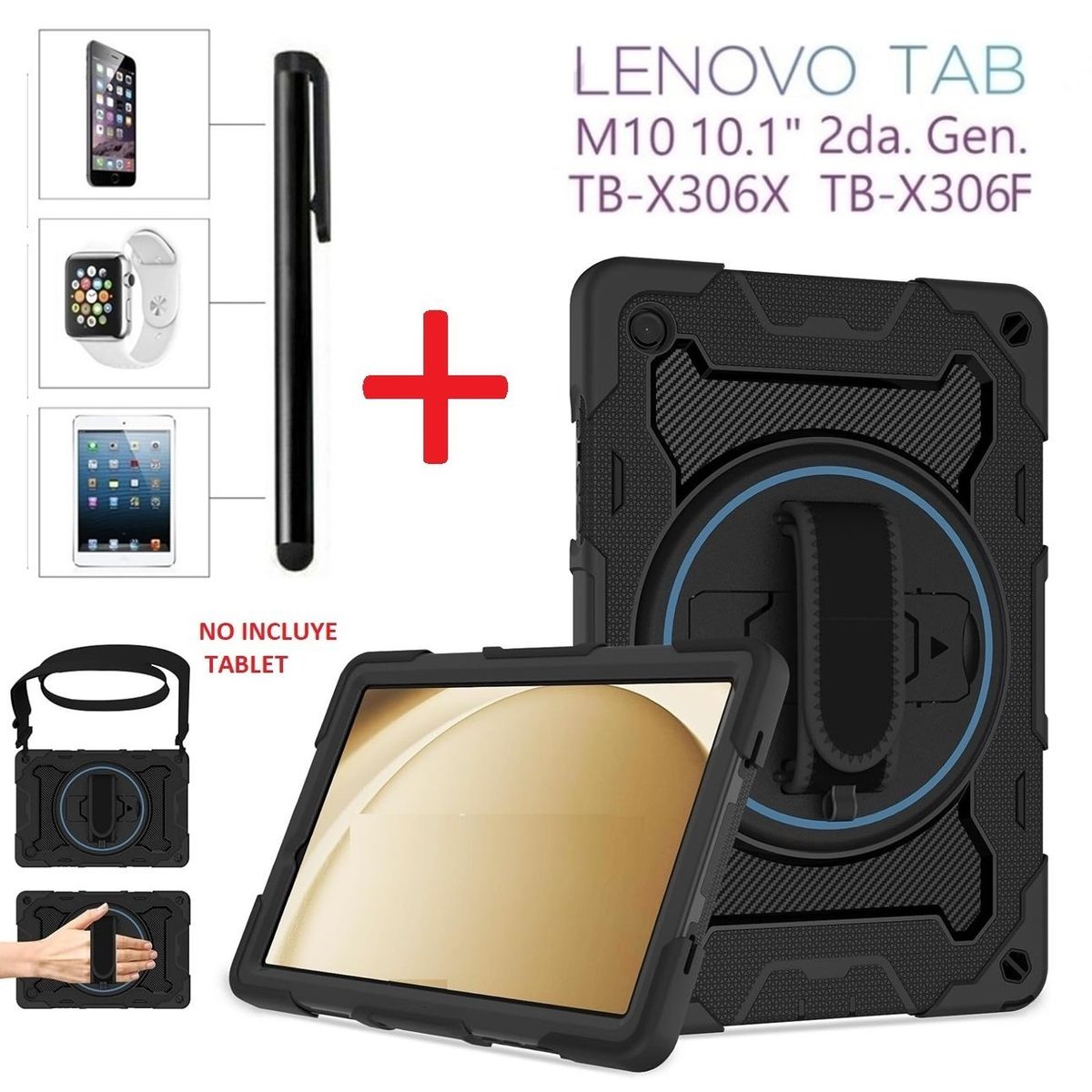 GENERICO - Case Armor + Lapiz Optico para Lenovo Tab M10 2da Gen 10.1 TB-X306F