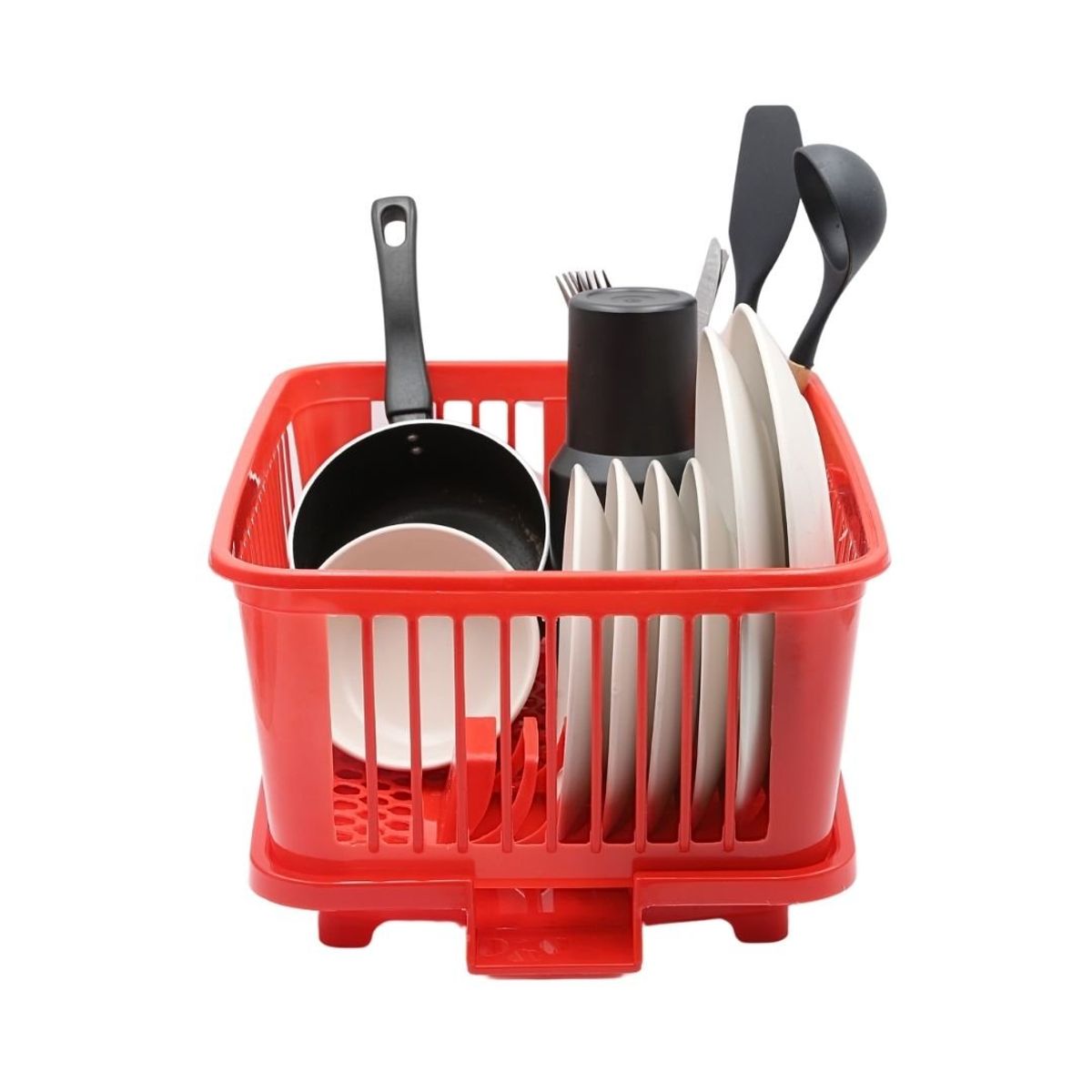 HOGARMAS - Escurridor de Platos con Drenaje Virgilio Rojo