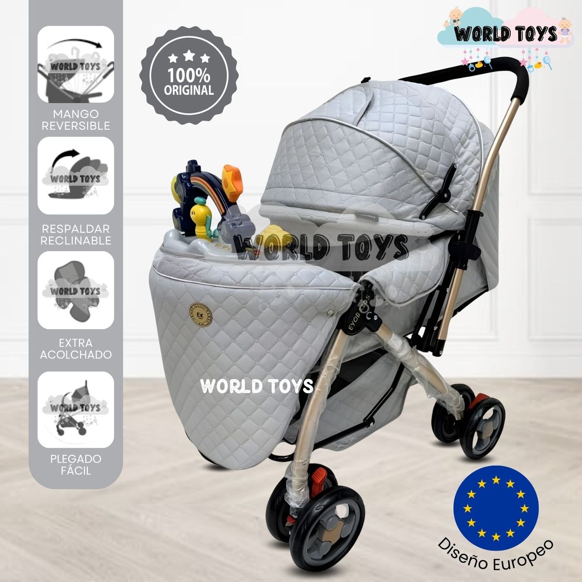 CONFORT - Coche Cuna Musical de Lujo «SUMMER DAY» Gray