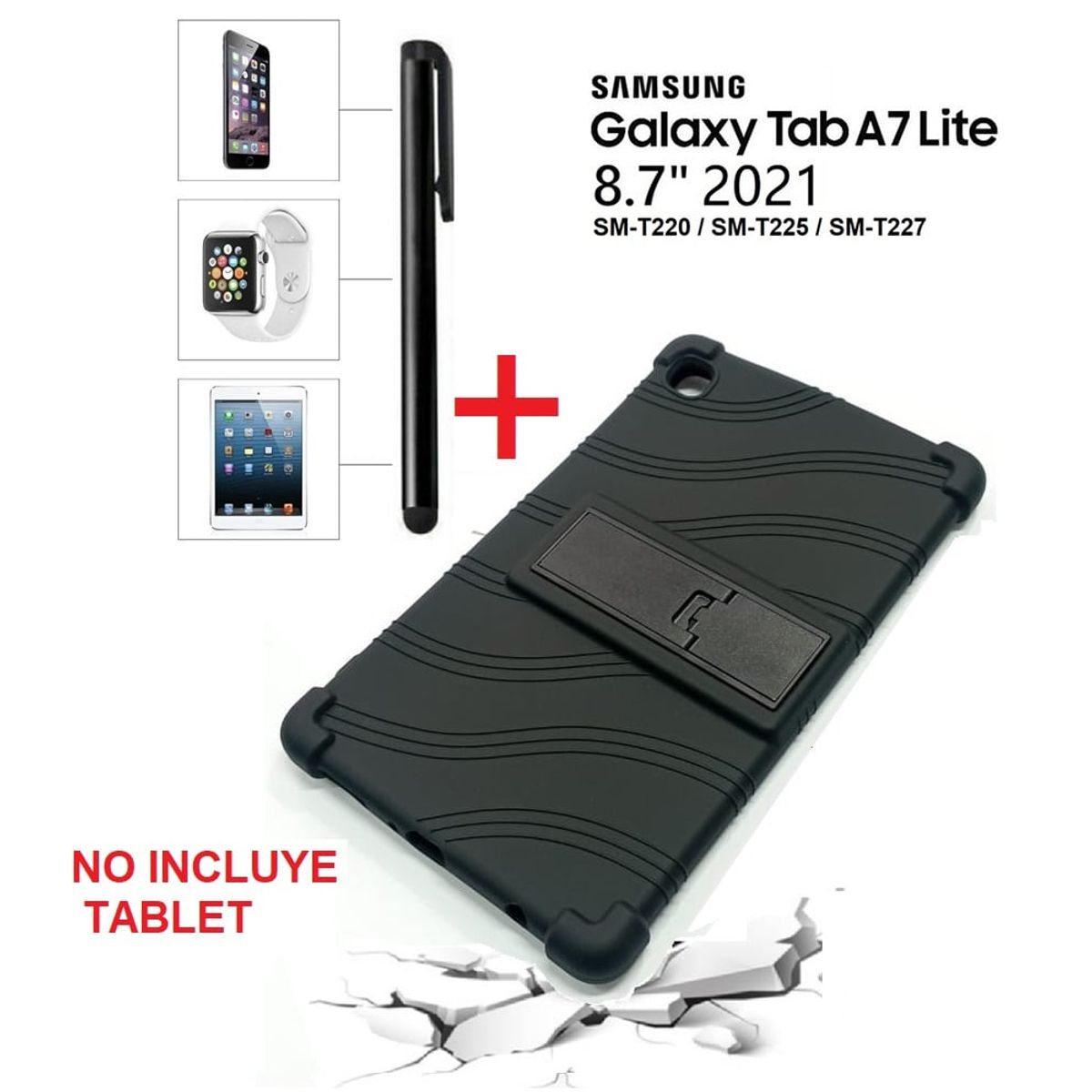 GENERICO - Funda Anti Golpes + Lapiz Optico para Samsung Tab A7 Lite 8.7 SM-T220