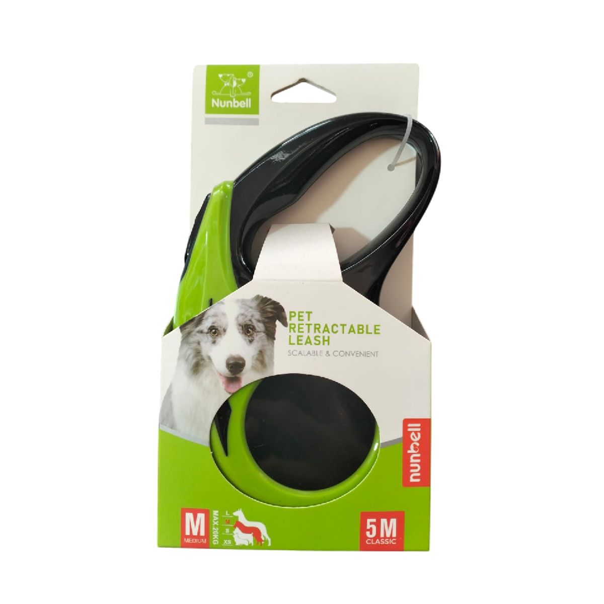 GENERICO - Correa retráctil para perros Nunbell 5m verde hasta 20kg