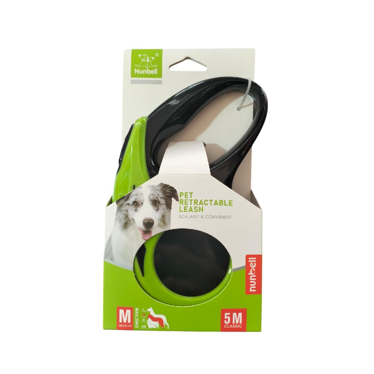 GENERICO - Correa retráctil para perros Nunbell 5m verde hasta 20kg