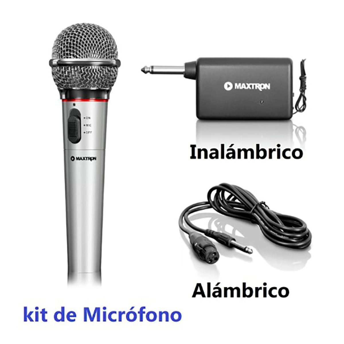 MAXTRON - Microfono Inalambrico + Cable Para Karaoke en casa 2 en 1 - MAXTRON