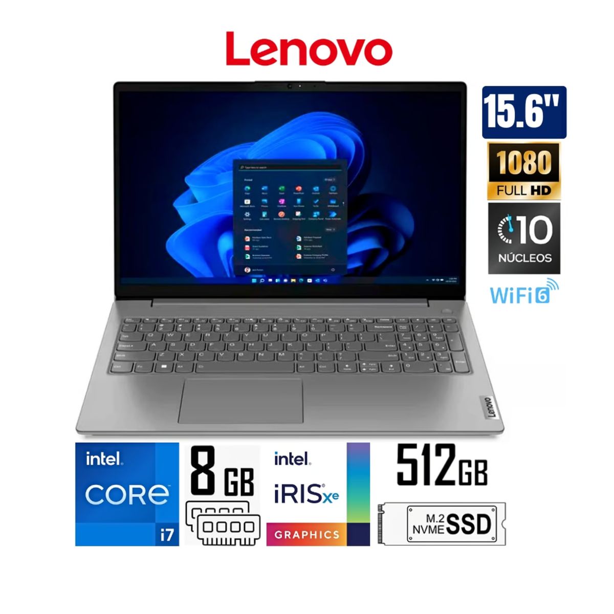 LENOVO - LAPTOP LENOVO 15.6" FHD INTEL CORE i7 1355U 8GB 512GB SSD FREEDOS  V15 G4 IRU 83A100EQLM