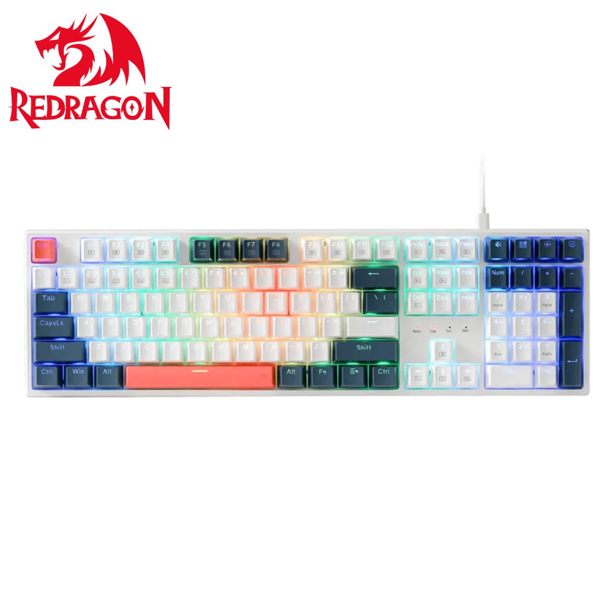 REDRAGON - Teclado Redragon TRUNDLE K668WBO-RGB English