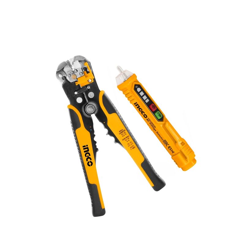 INGCO TOOLS - kit alicate pelacable automatico profesional + Detector de voltaje