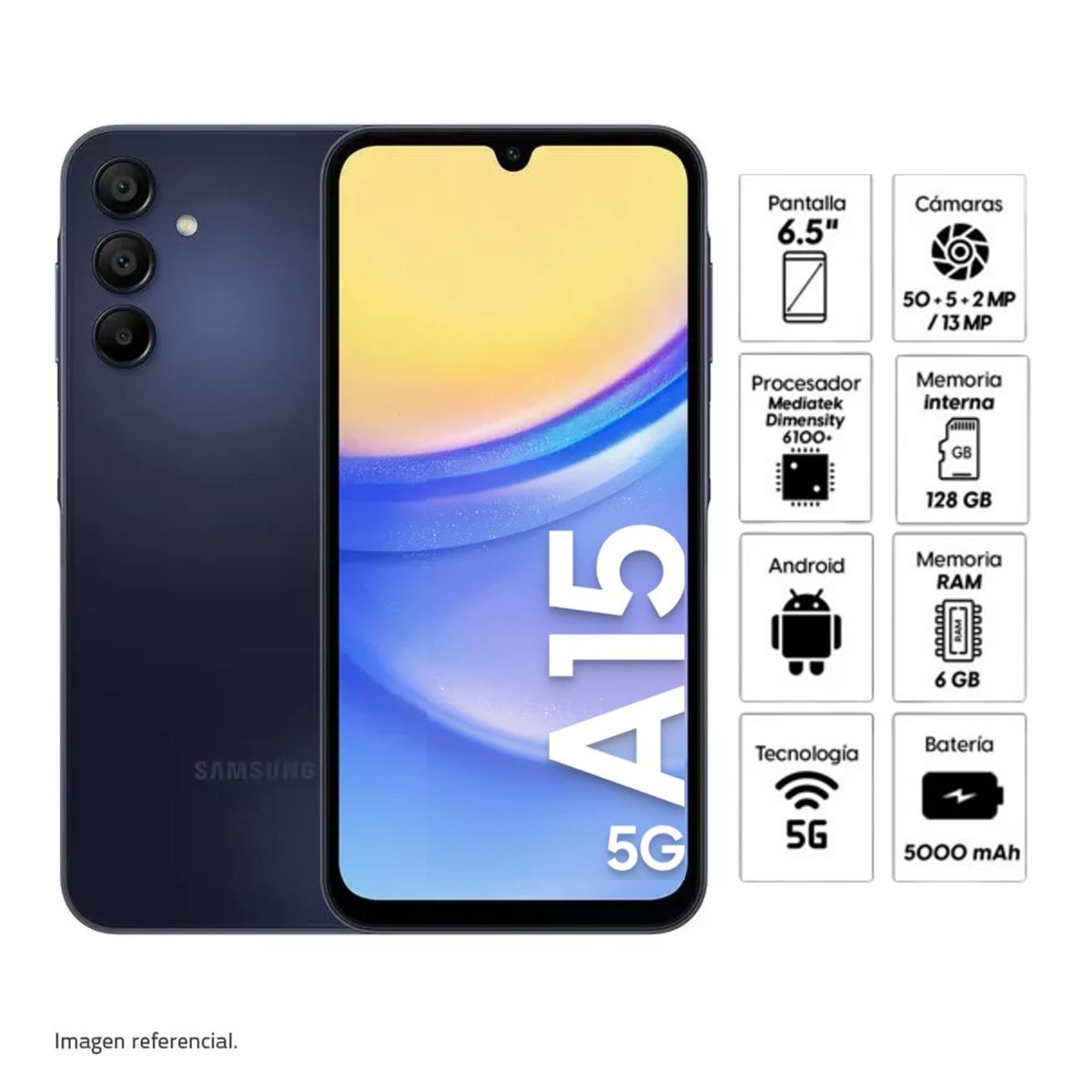 SAMSUNG - Samsung Galaxy A15 5G 128GB 6GB RAM - NEGRO