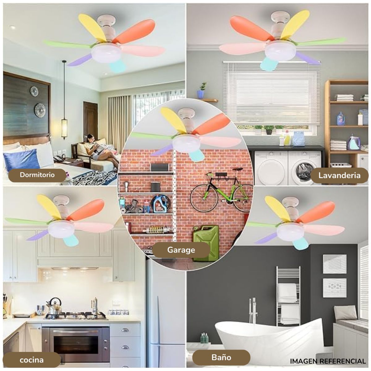 INSPIRA MARKET - Ventilador de techo con foco 2 en 1