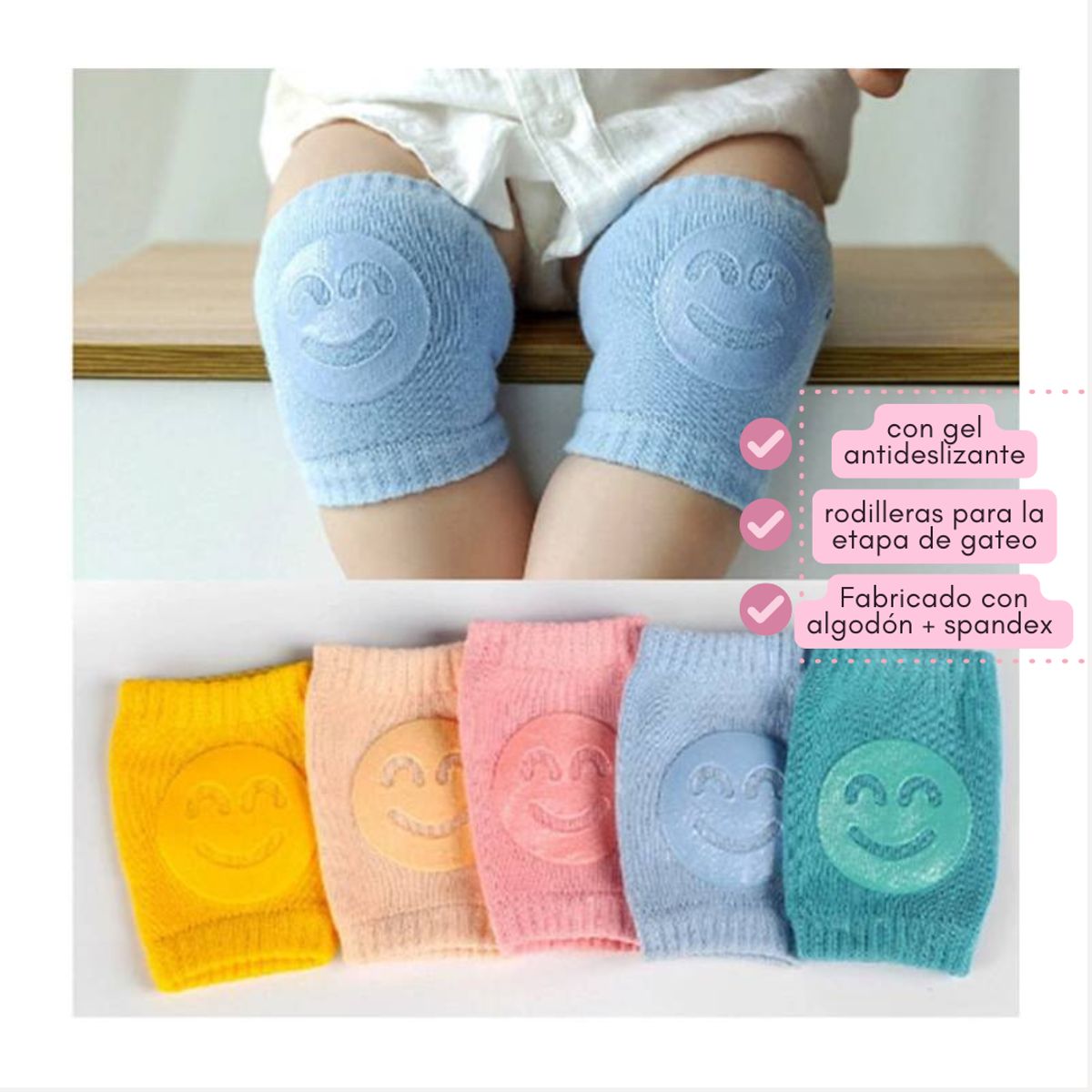 GENERICO - 1 Par de Rodilleras antideslizantes - Carita Feliz Melón