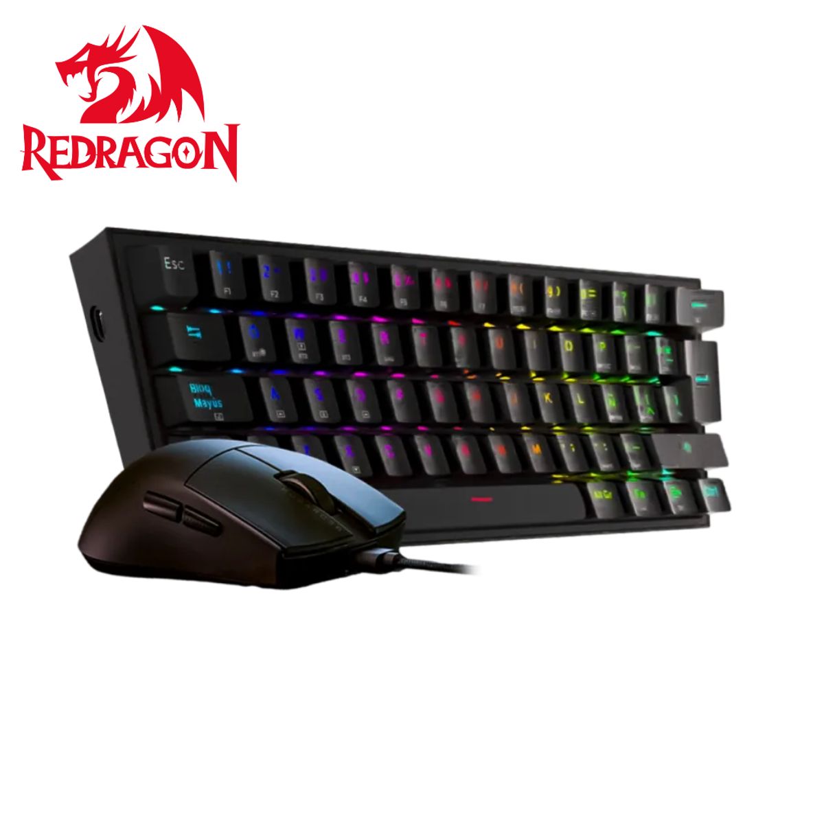 REDRAGON - Combo Redragon S143 Teclado K617RGB FIZZ SP Español Cableado + Mouse M724 Black