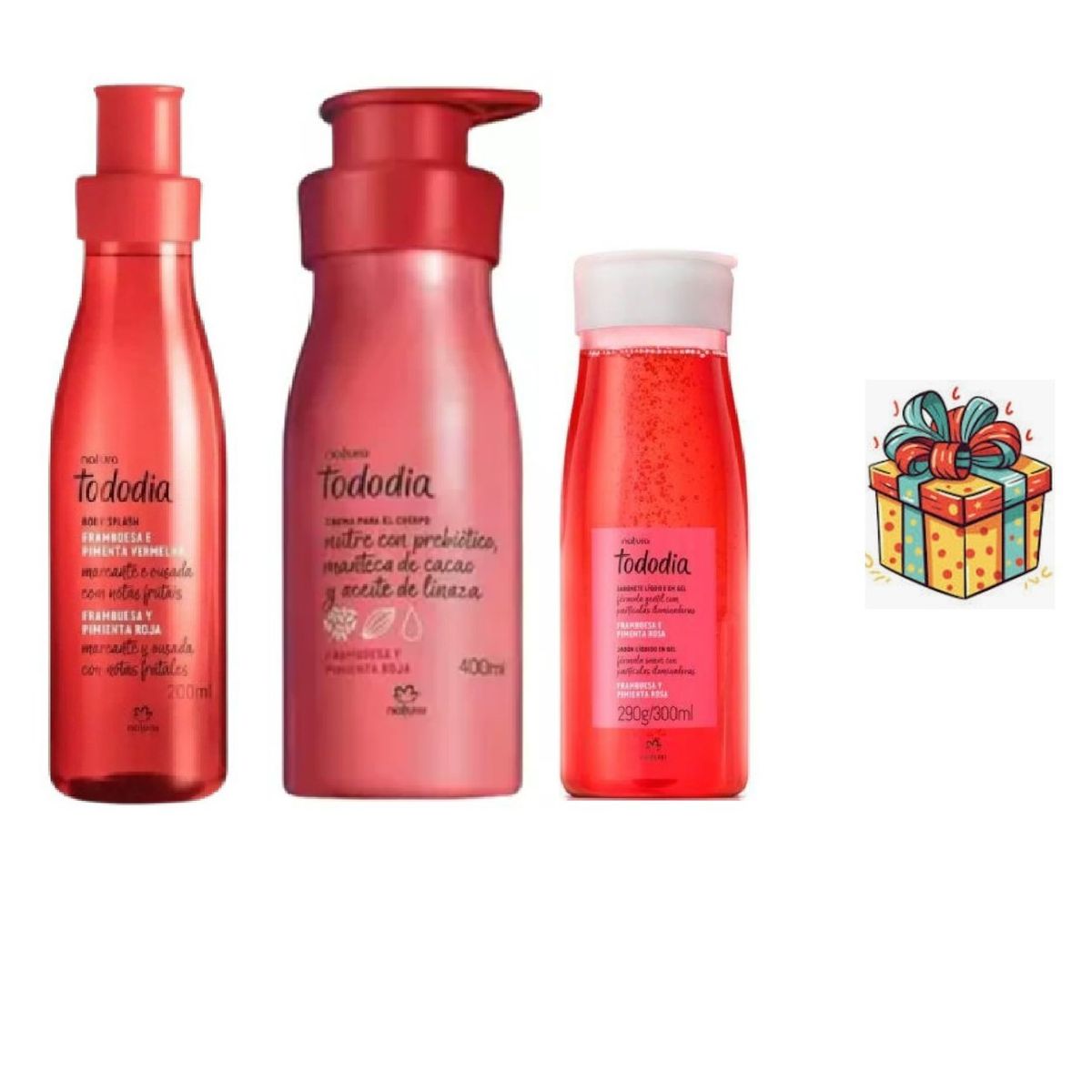 NATURA - body splash + crema corporal 400ml + jabon liquido + regalo